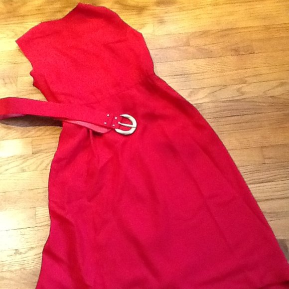 Red Wrap Dress with Belt - Picture 5 of 5